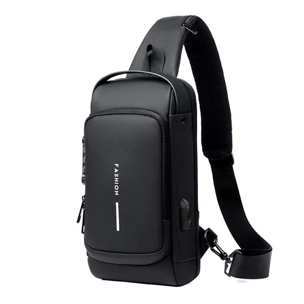 Mochila Slim Safe USB – Anti-Furto com Senha e Porta de Carregamento