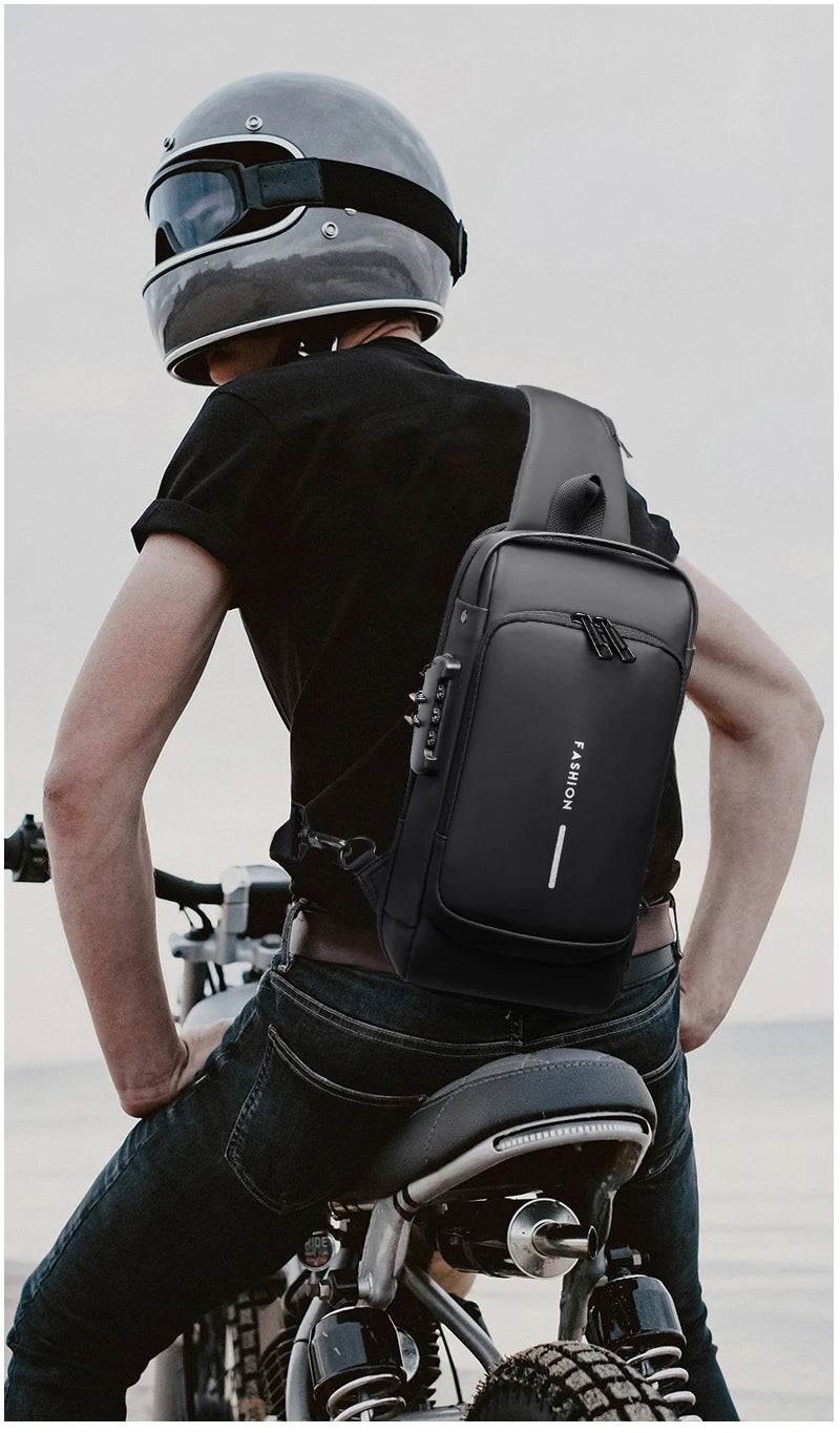 Mochila Slim Safe USB – Anti-Furto com Senha e Porta de Carregamento