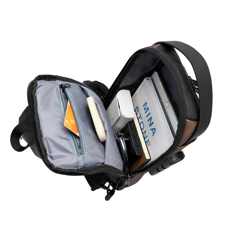 Mochila Slim Safe USB – Anti-Furto com Senha e Porta de Carregamento